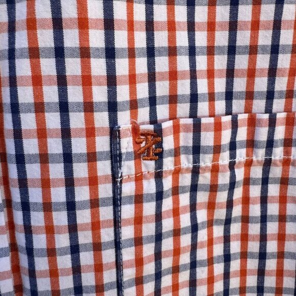 Izod Mens Long Sleeve Button Up Red/Navy/White Plaid Cotton Classic Fit Shirt L - Picture 4 of 10
